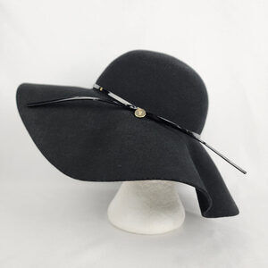 French Connection Black Wool Wide Brim Hat